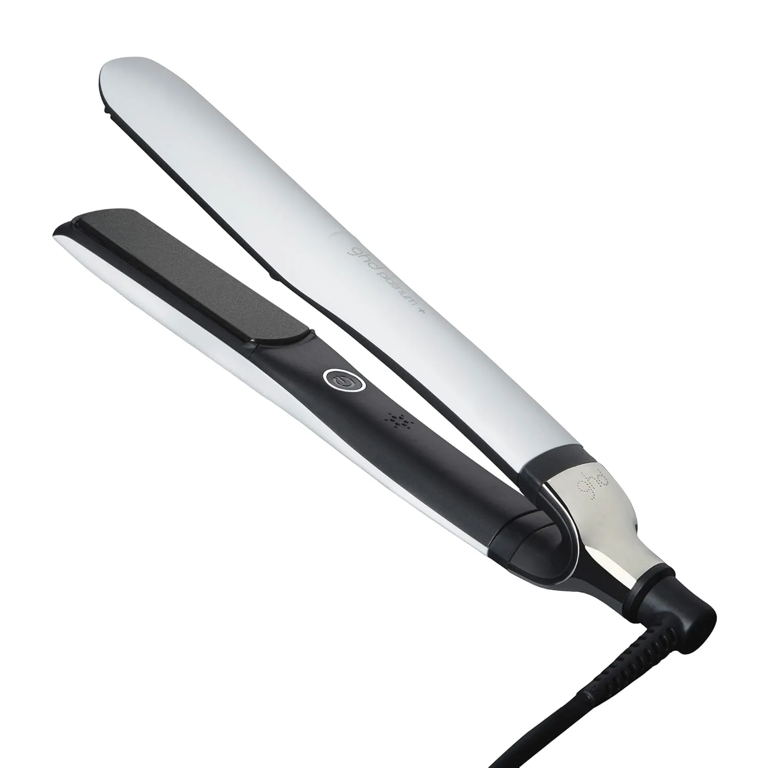 ghd Platinum plus smart styler ceramic flat iron side profile view in white