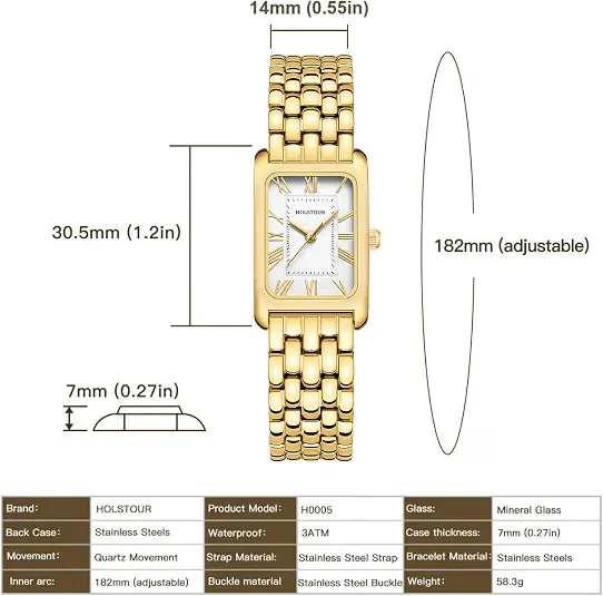HOLSTOUR Gold Watches for Women Vintage Roman Dial