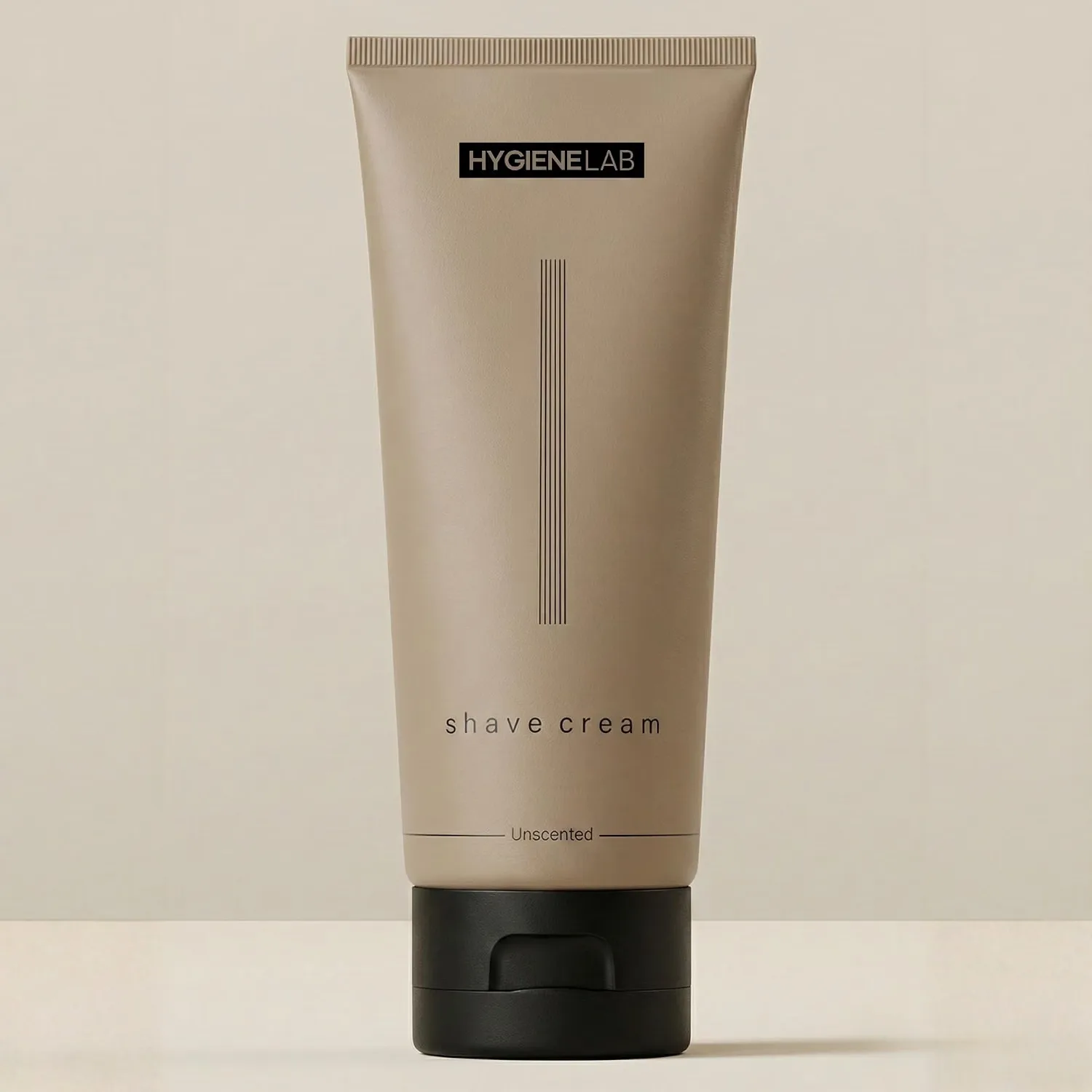 HygieneLab fragrance free unscented shaving cream tube packaging