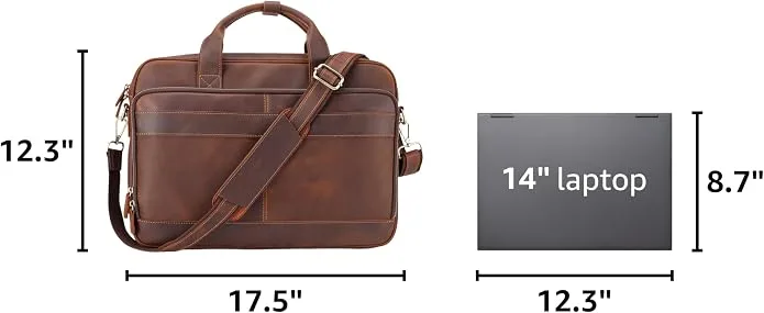 Jack&Chris Full Grain Leather Briefcase for Men