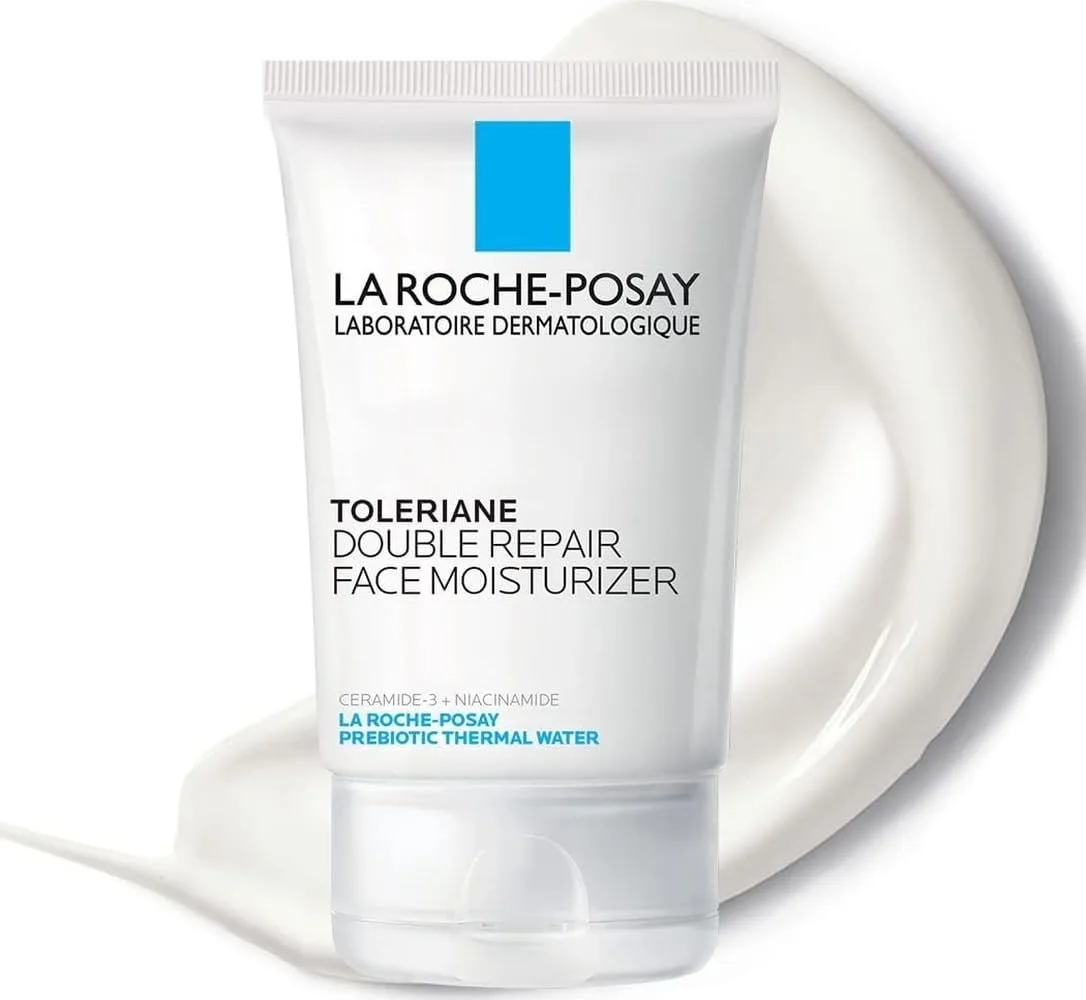 La Roche-Posay Toleriane Double Repair Face Moisturizer tube standing upright on table