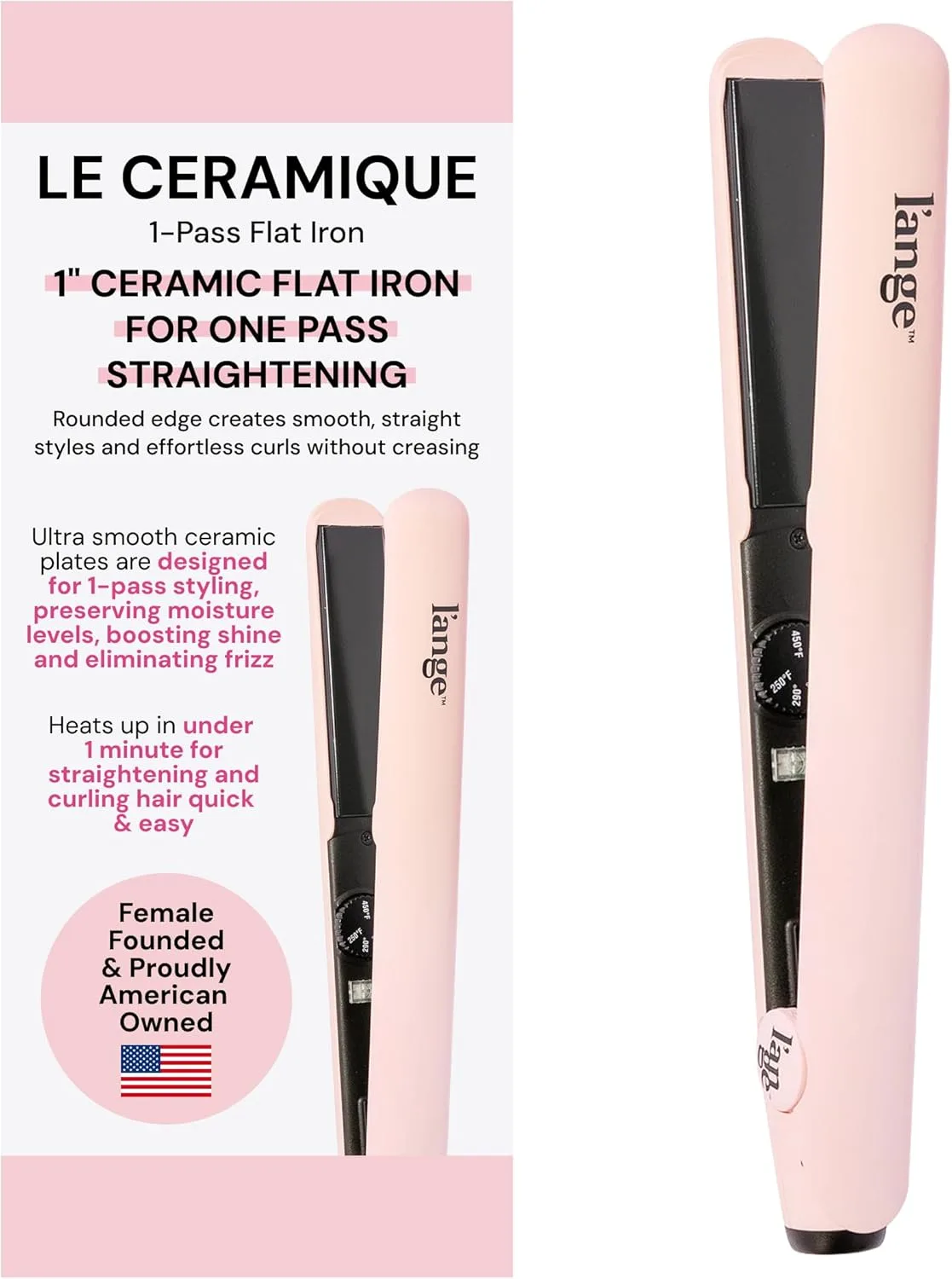 L'ANGE HAIR Le Ceramique 1-Pass Flat Iron Hair Straightener