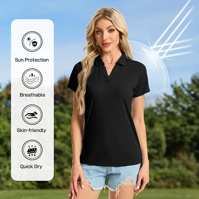 Women's Polo Shirts Short Sleeve Quick Dry UPF 50+ Sun Protection Golf Tops