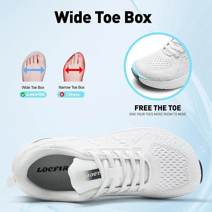 LOCFIR Womens Wide Orthopedic Walking Shoes with Cushioned Arch Support Lace-Up Running Sneakers