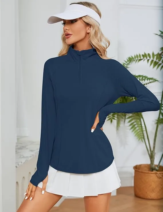 LOMON Women's Long Sleeve Sun Protection Quarter-Zip Shirt