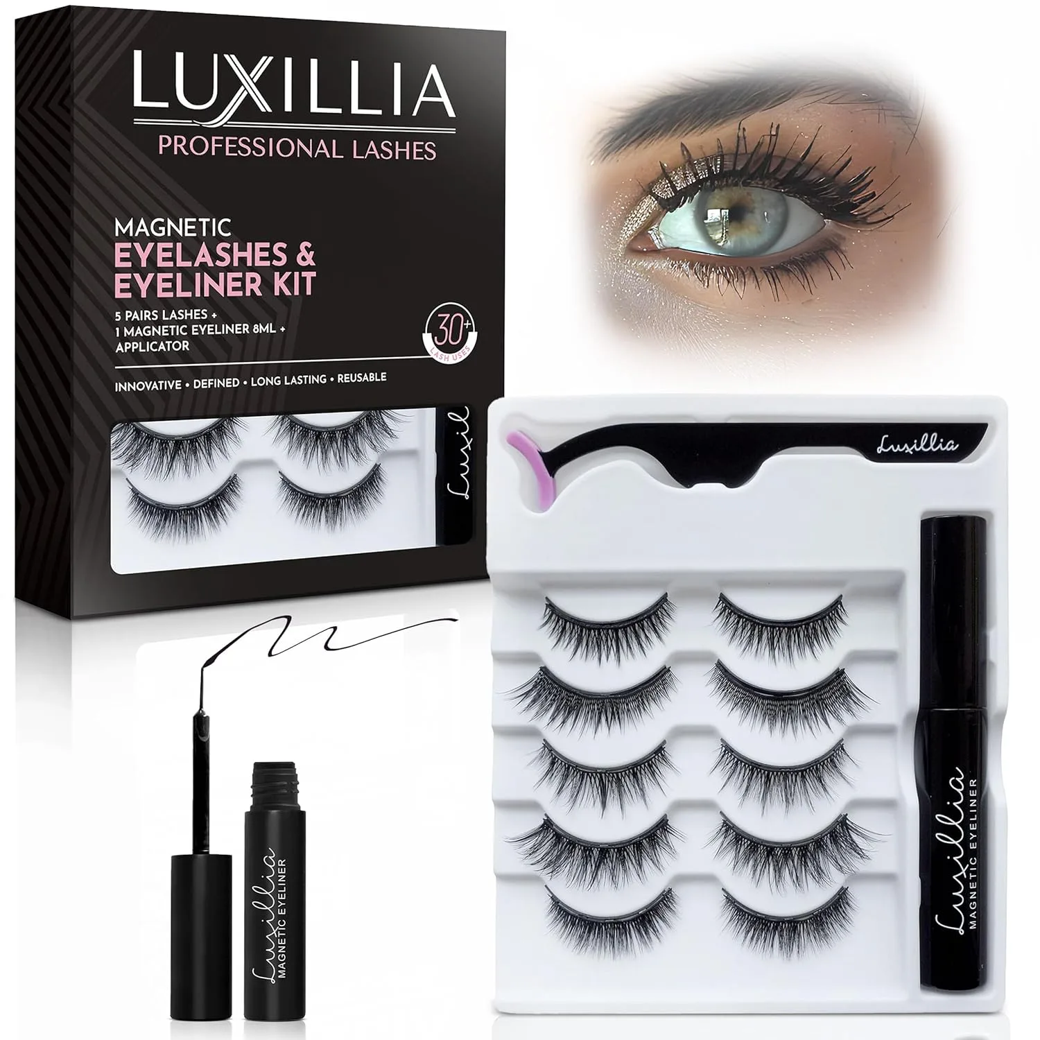 Luxillia Magnetic Eyelashes with Applicator Kit