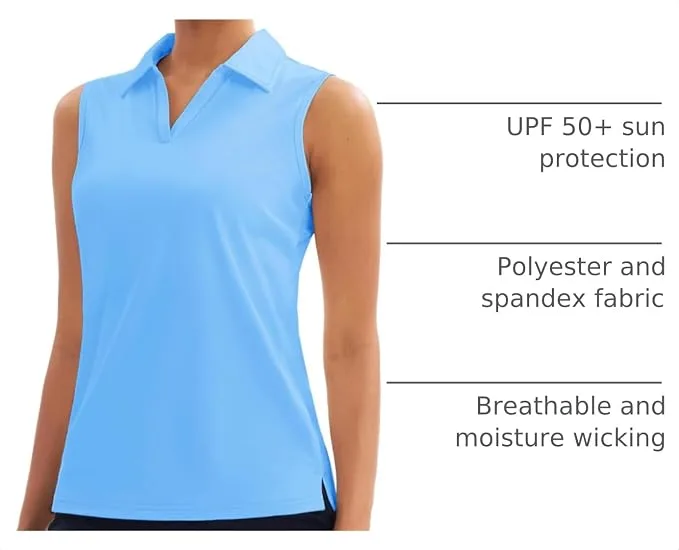 MAGCOMSEN Women's Sleeveless Golf Polo Shirts Collared Tank