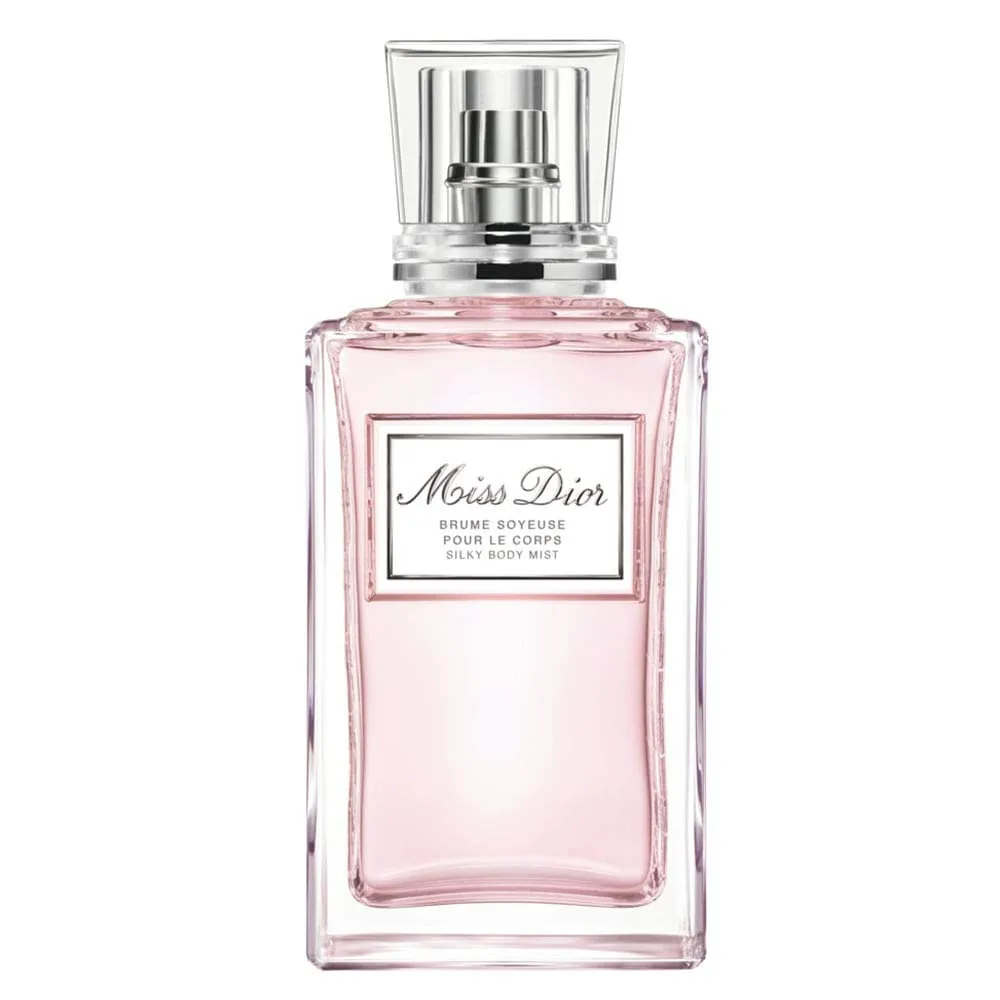 Christian Dior Miss Dior Silky Body Mist spray bottle with silver cap