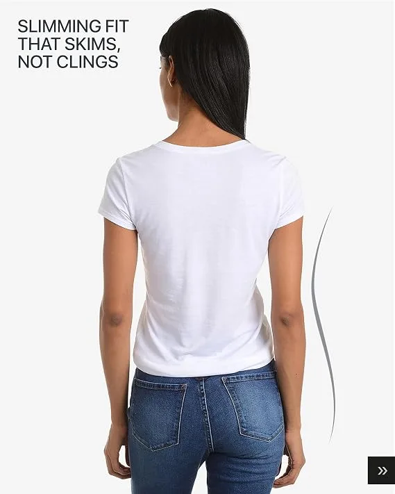 Mott & Bow Women's Fitted V-Neck T-Shirt, Casual Short Sleeve