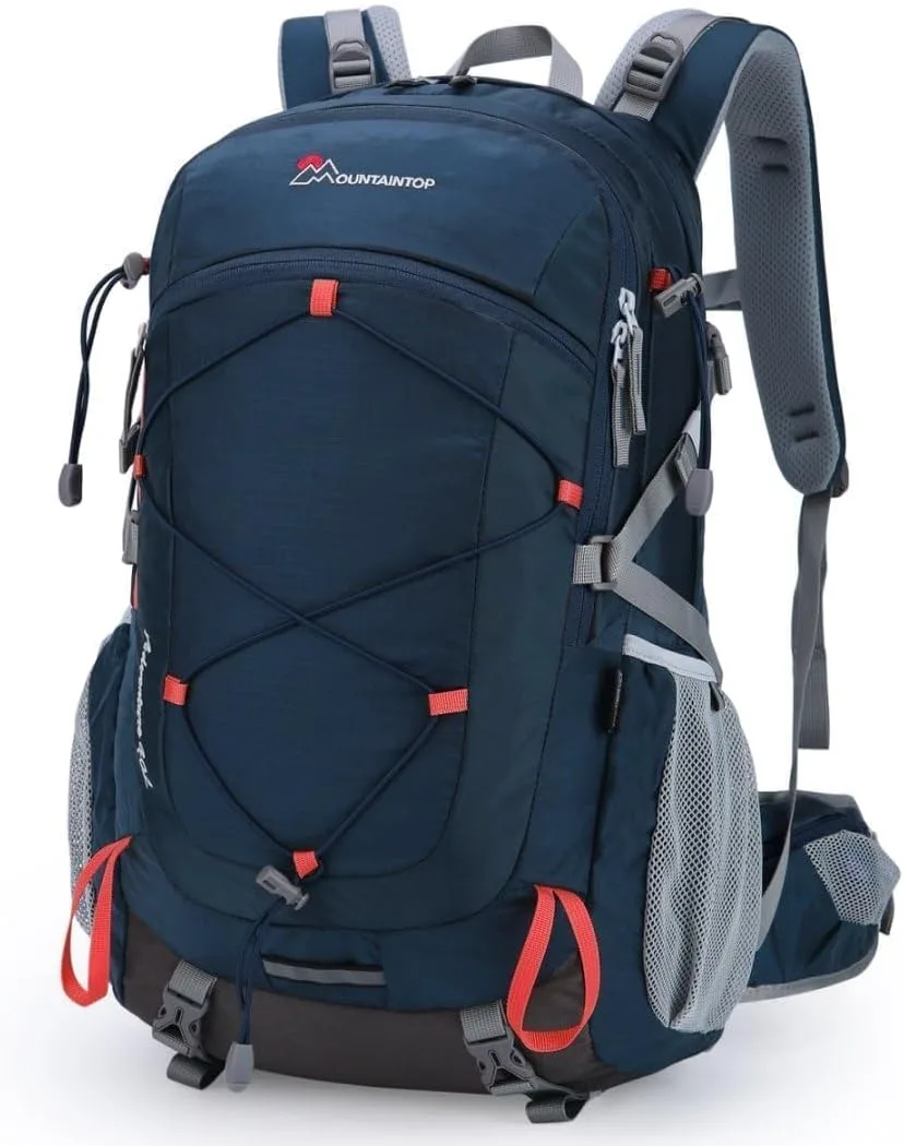 MOUNTAINTOP 40L hiking backpack upright in front angle view