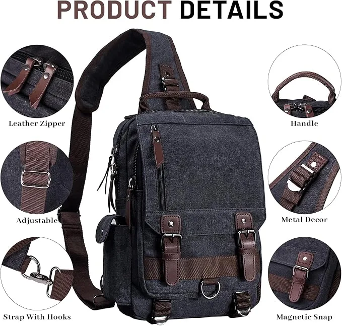 mygreen Vintage Canvas Crossbody Sling Backpack