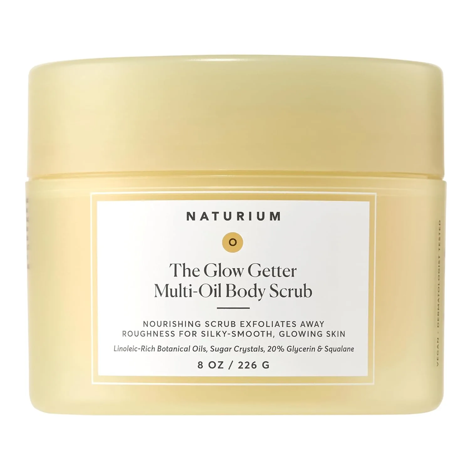 Naturium The Glow Getter Multi Oil Body Scrub amber bottle front view packaging