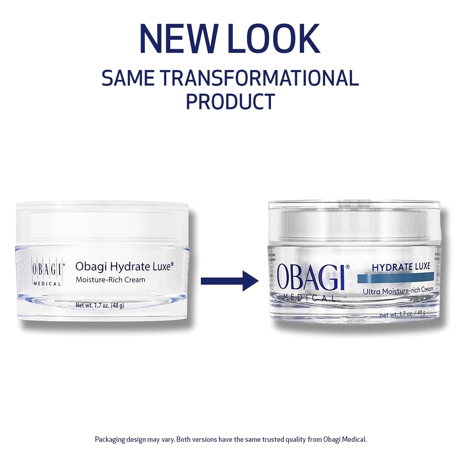 Obagi Hydrate Luxe Ultra-Rich Moisturizer luxury overnight hydration jar packaging display