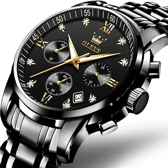 OLEVS Men's Waterproof Stainless Steel Chronograph Watch