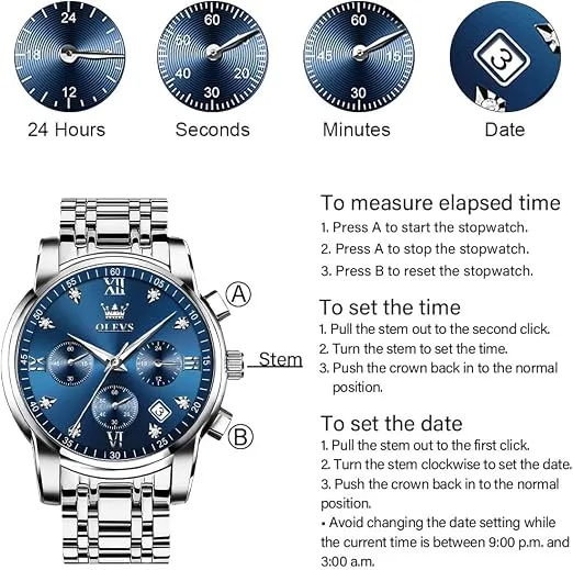 OLEVS Men's Stainless Steel Chronograph Watch