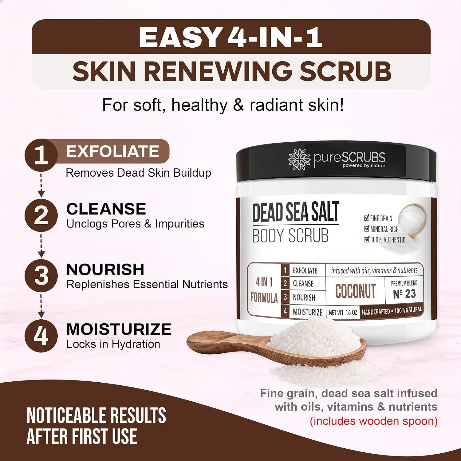pureSCRUBS Coconut Dead Sea Salt Body Scrub Set