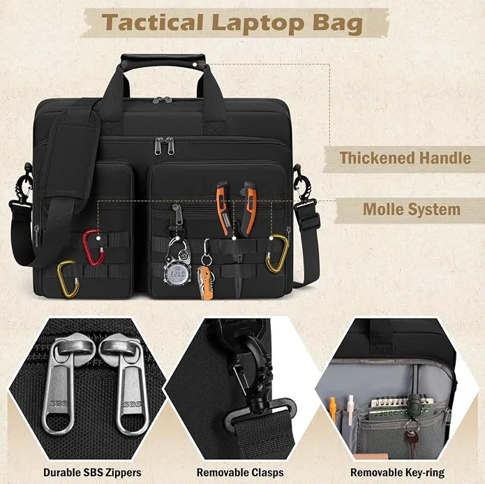RAINSMORE Tactical 15.6-17.3 In Laptop Bag for Men Messenger Briefcase