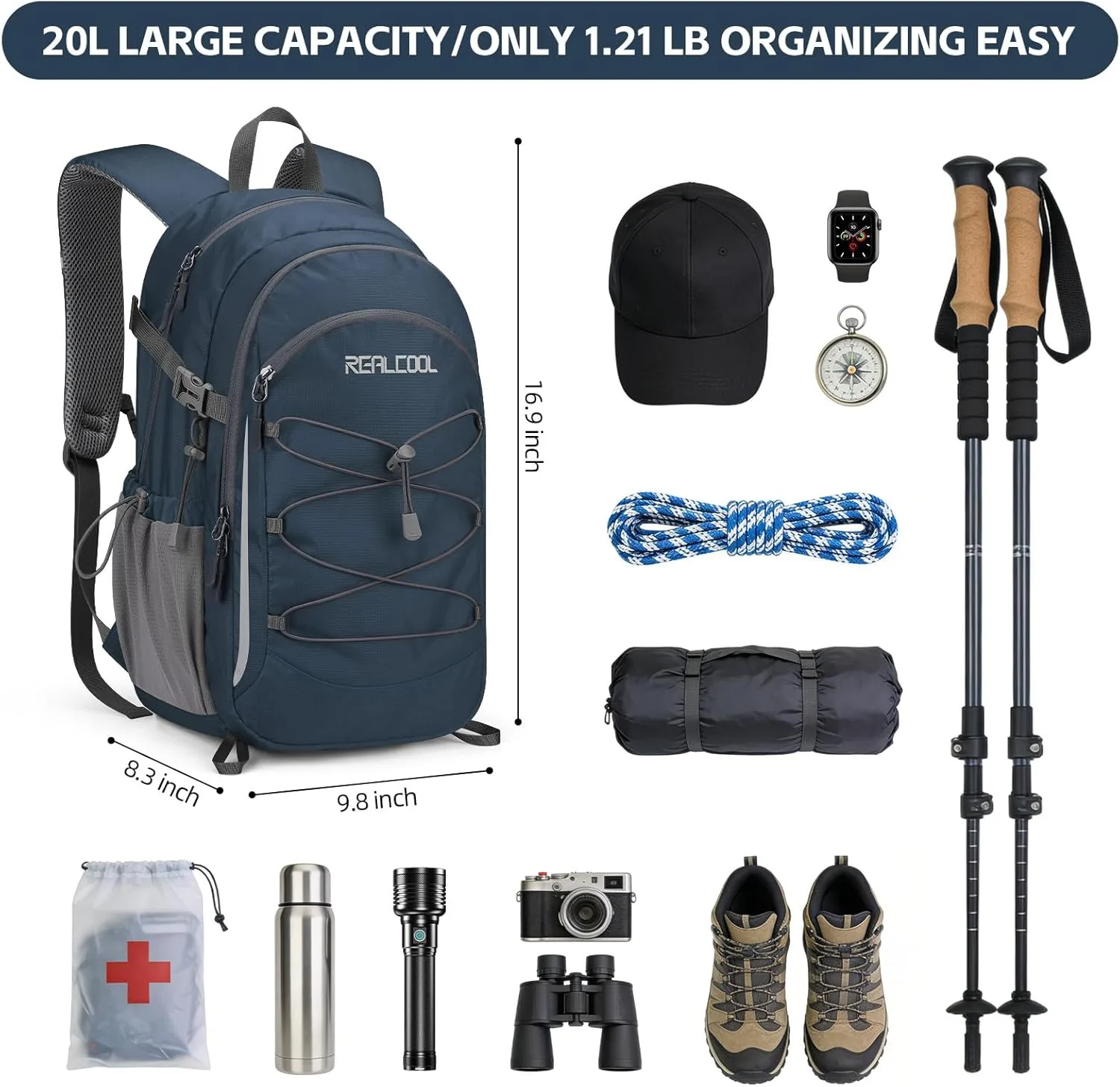 RealCool 20L Lightweight Hiking Backpack