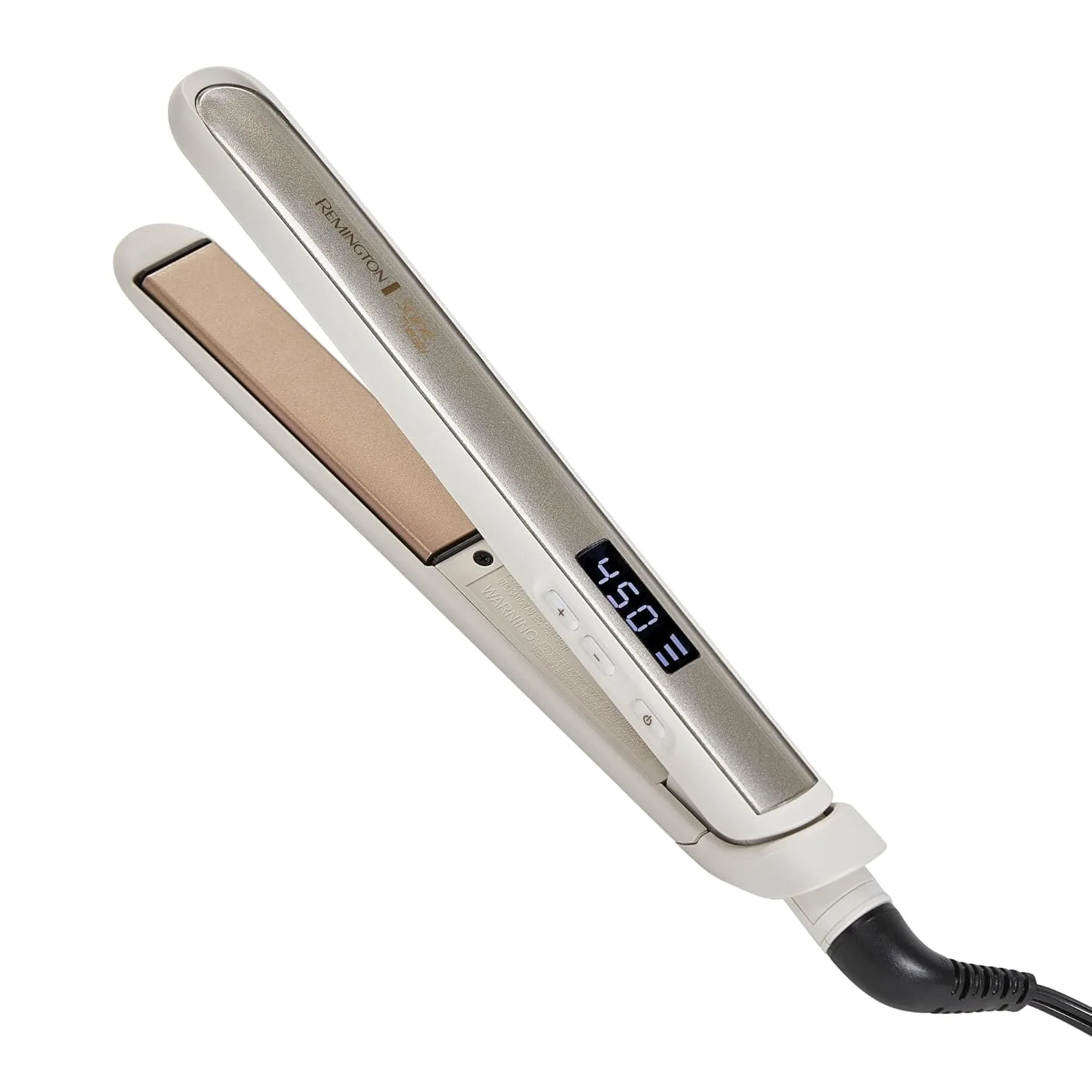 Remington Shine Therapy argan oil and keratin ceramic flat iron angled profile