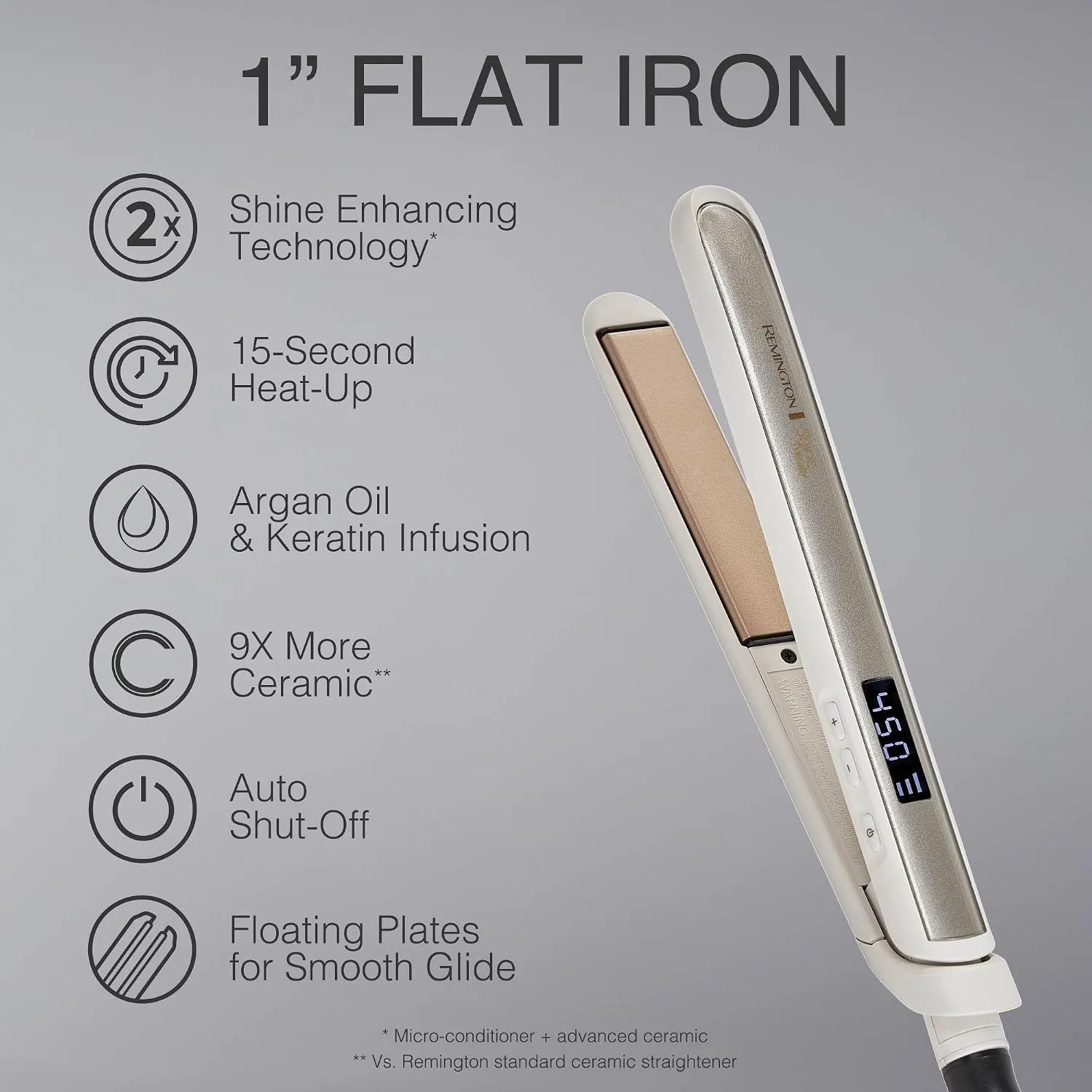 Remington Shine Therapy 1 Inch Hair Straightener, Argan Oil & Keratin