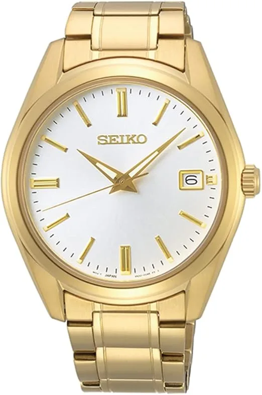 Seiko Men's Essentials Steel Two Tone Japanese Quartz With Gold Strap