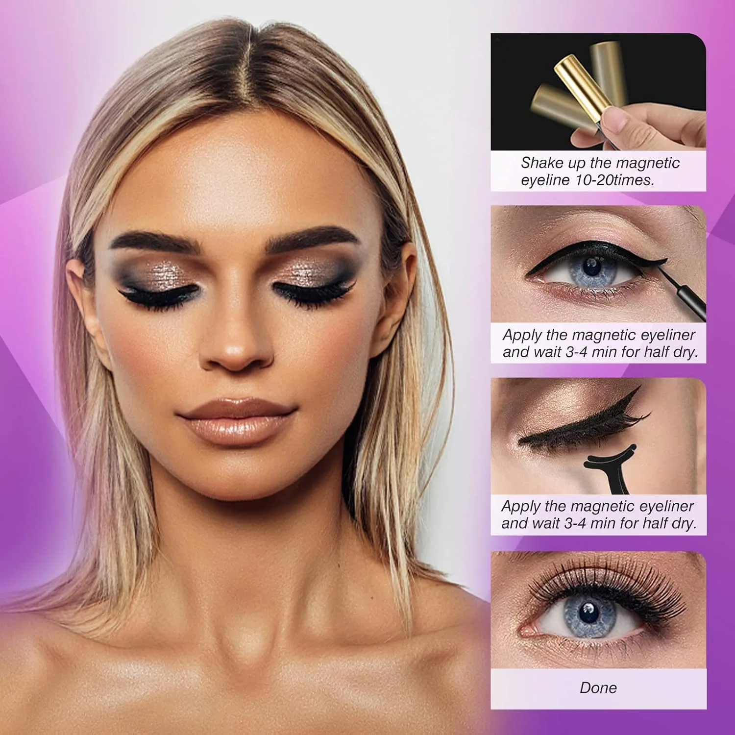 Royaomis 10 Pairs Cat-Eye Magnetic Lashes