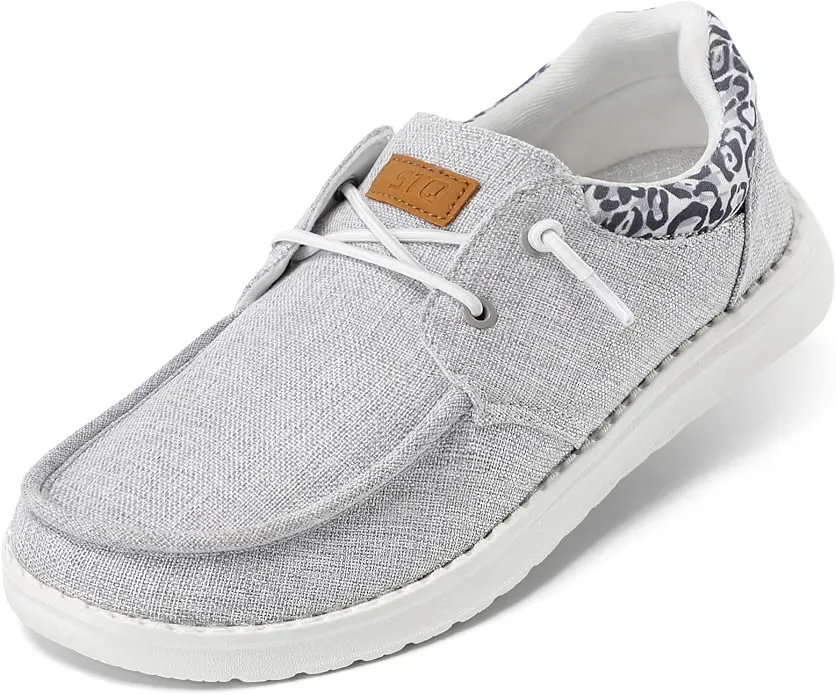 STQ ultra light canvas slip on boat shoe loafer lateral side profile