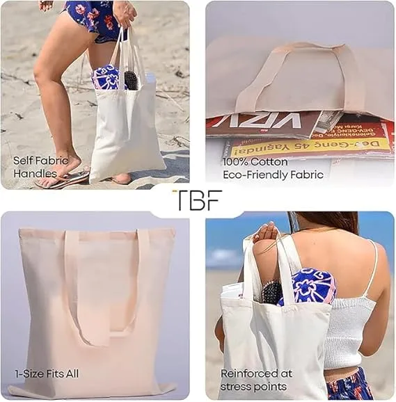 TBF 24 Pack Eco-Friendly Canvas Tote Bags