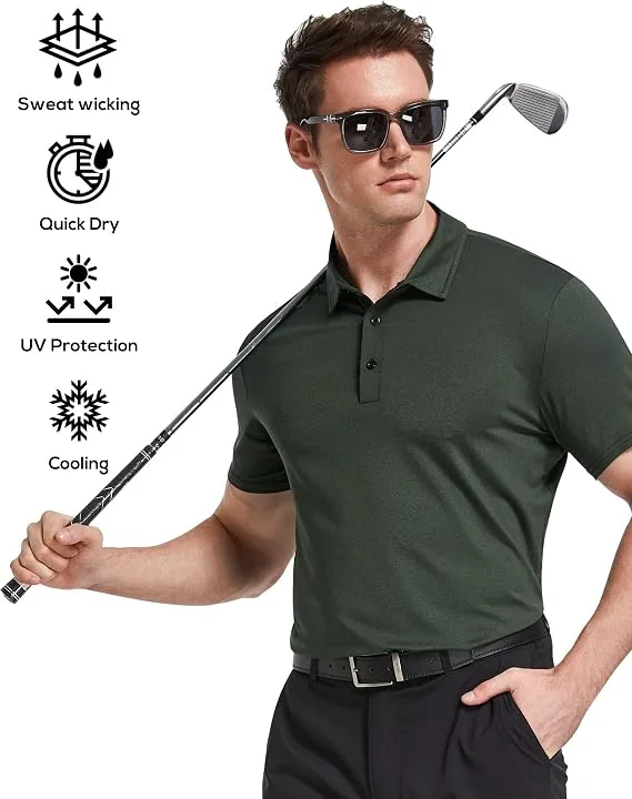 TELALEO 5 Pack Men's Polo Shirts Short Sleeve Golf T Shirt