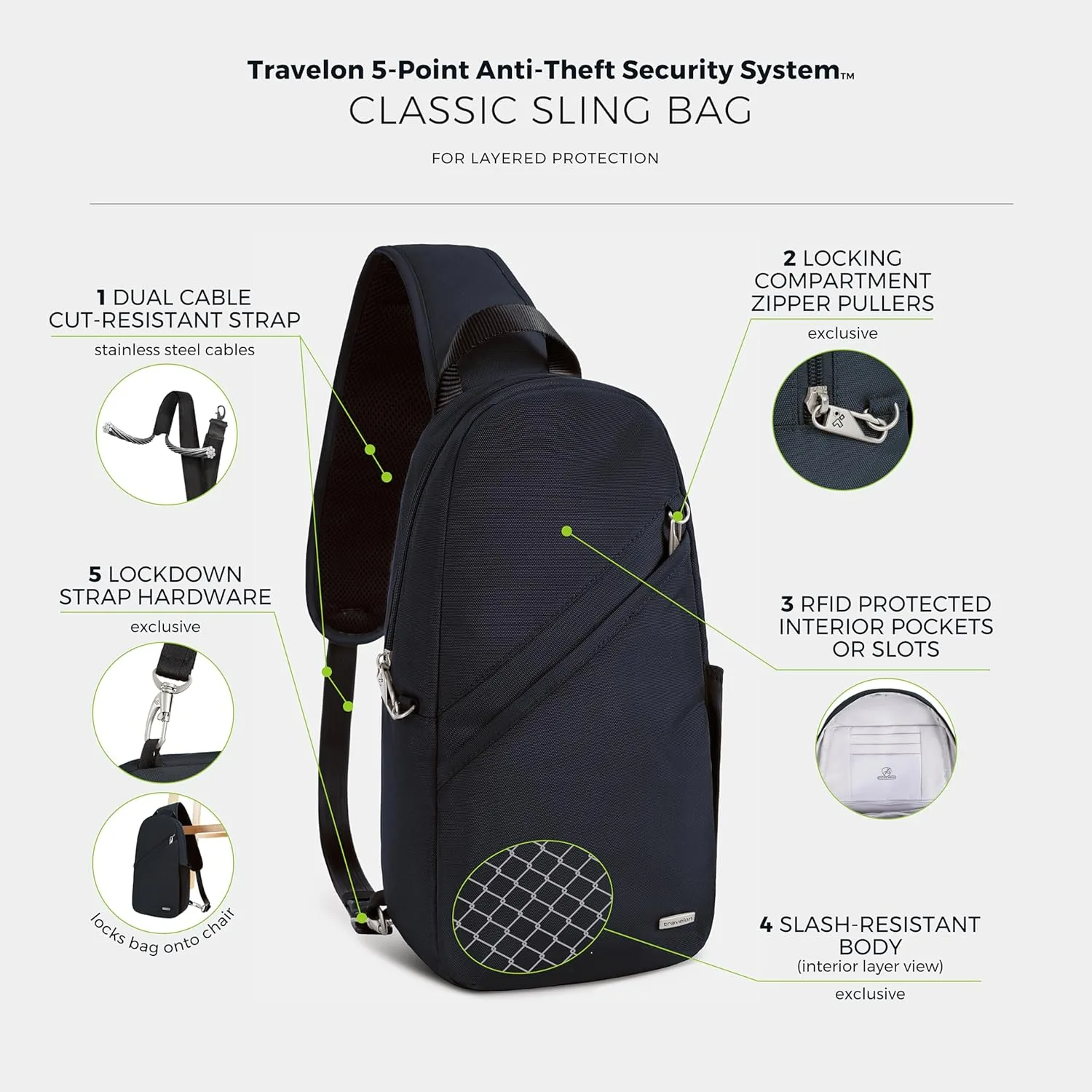 Travelon Anti-Theft Classic Sling Bag