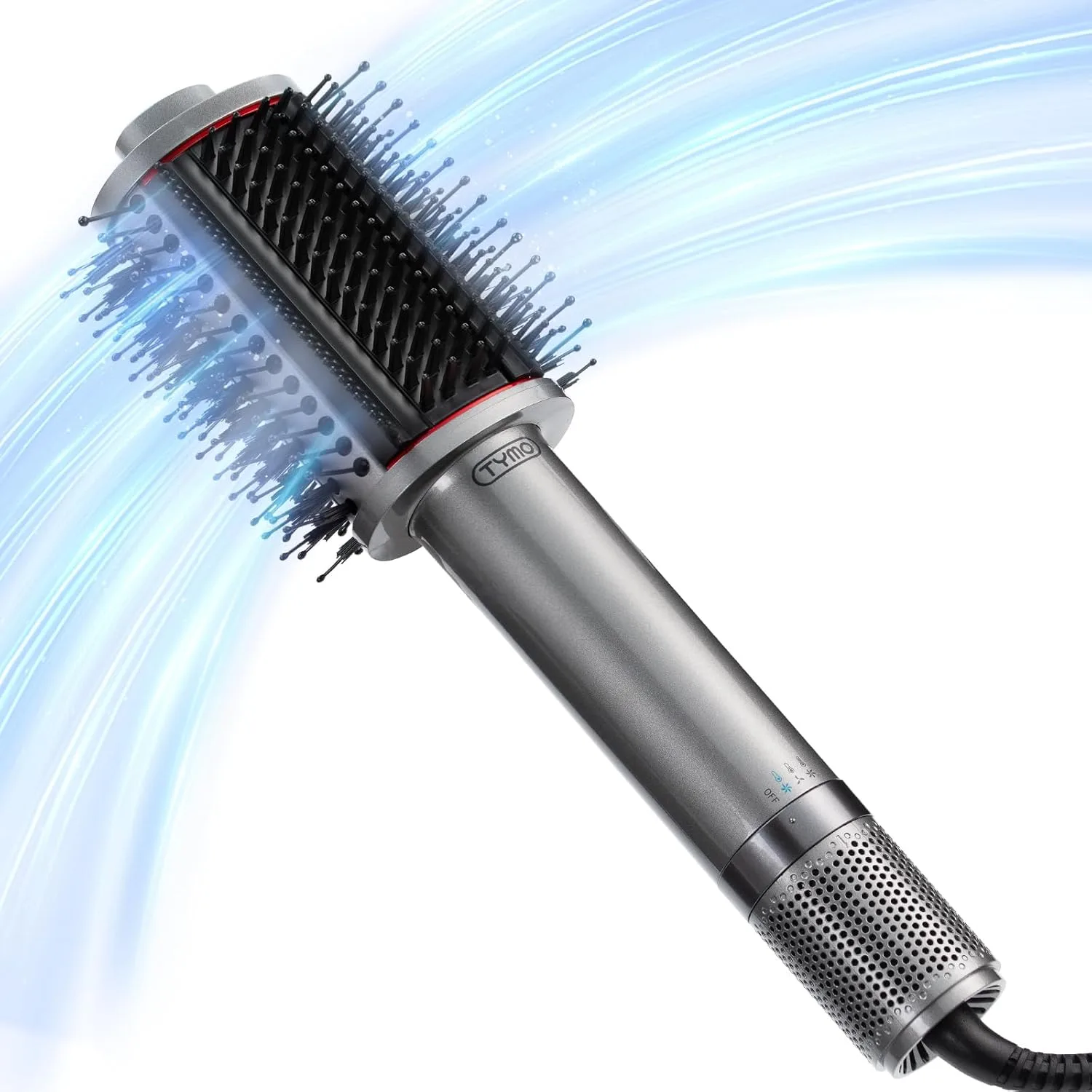 TYMO 4.0 Airbeam lightweight hair blow dryer brush in sleek metal grey finish