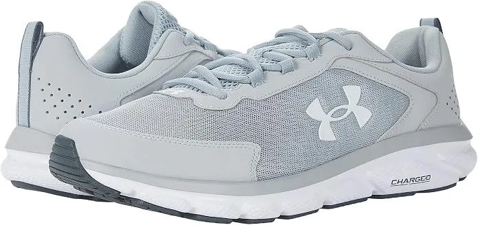 Under Armour Charged Assert 9 grey mesh running shoe three quarter view
