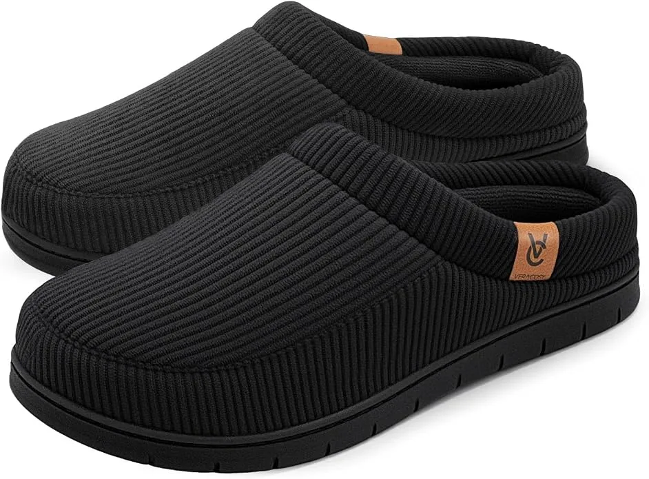 VeraCosy corduroy memory foam clog slippers with warm plush fleece lining