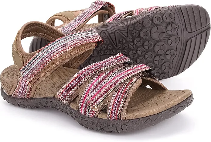 WHITIN women hiking sandals with arch support and three point adjustable strap design
