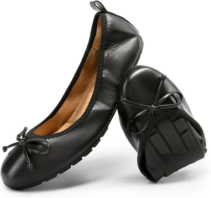 DREAM PAIRS Foldable Bowknot Ballet Flats