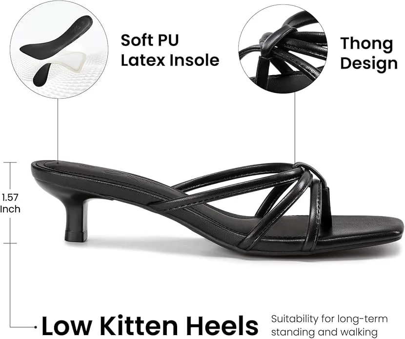 Athlefit Kitten Heels for Women Flip Flop Thong Heeled Sandals