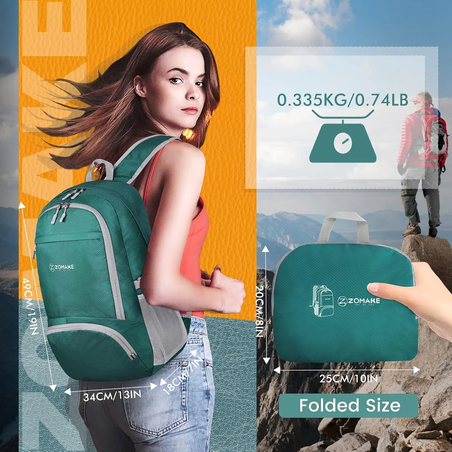 ZOMAKE Lightweight Packable Backpack 30L